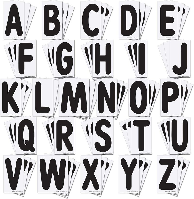 KitAbility Replacement Letters for White Message Board Sidewalk Signs with 4 Inch Tracks, 3 of Each Letter A to Z, Black on White Background - Image 1